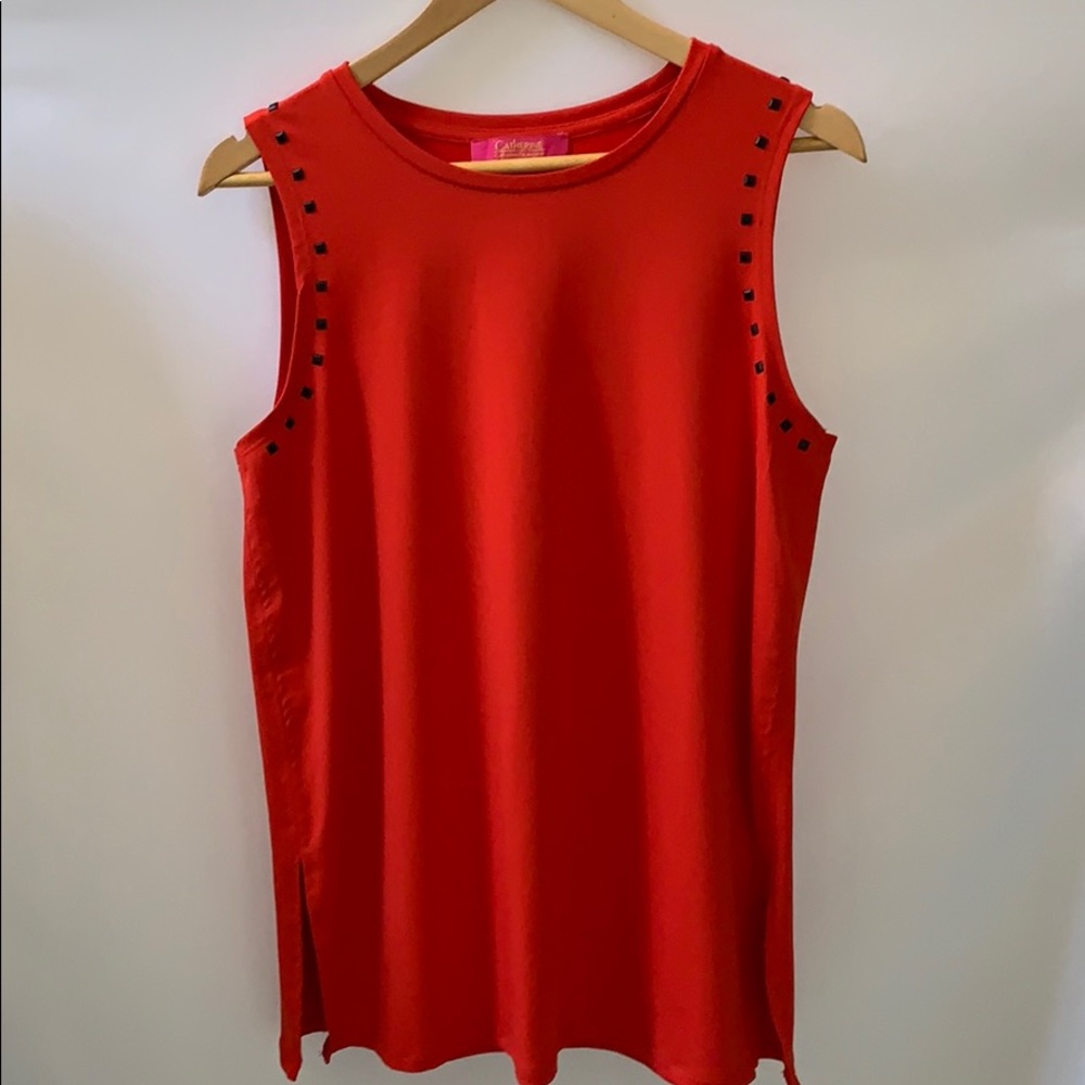3 for $18 Catherine Malandrino sleeveless studded scoop neck top